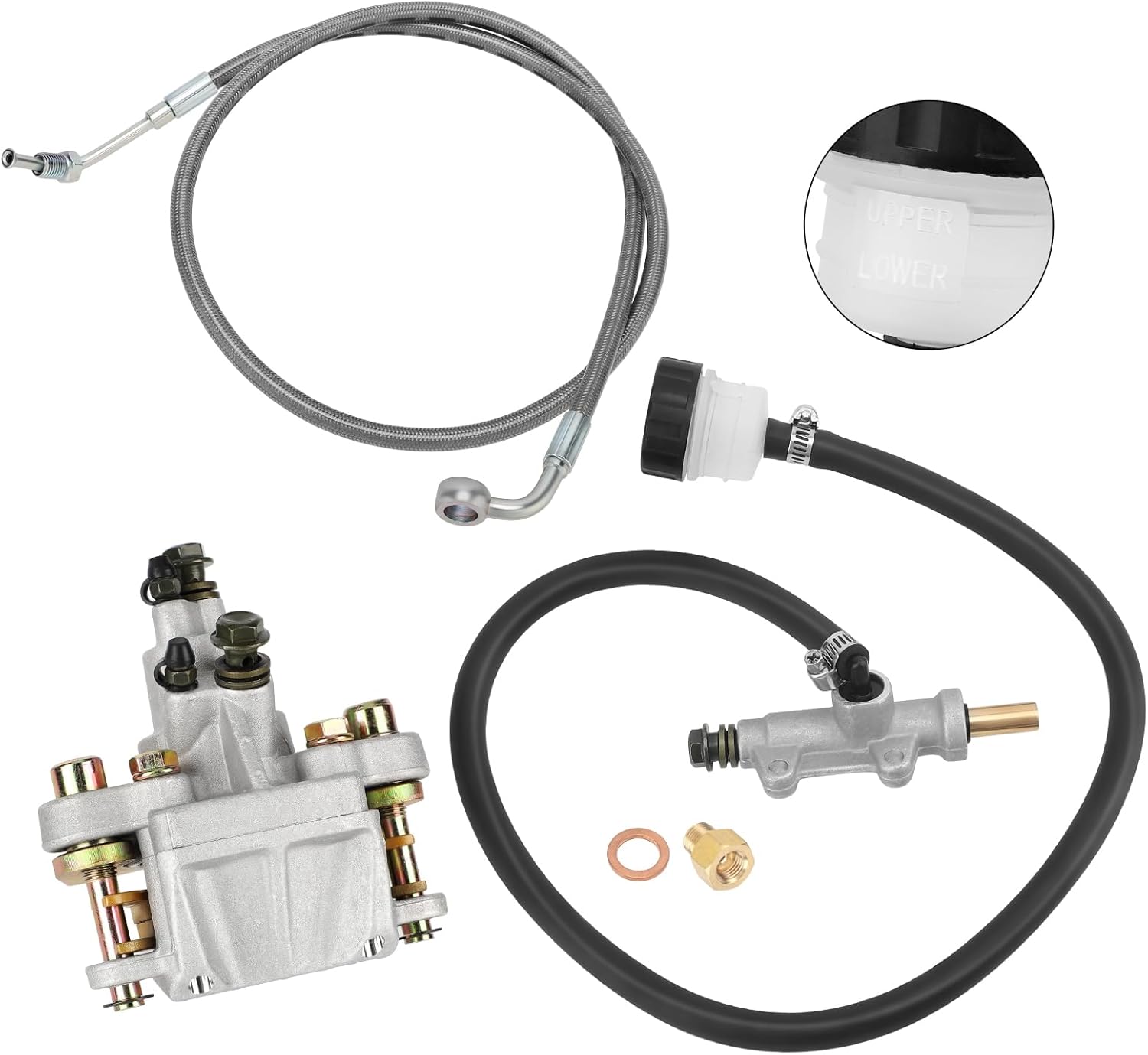 M MATI Rear Brake Caliper & Master Cylinder & Hose Line for Polaris Sportsman 500 2003-2009 Sportsman 400 450 2003-2007 1910690 1911075 1910301 1910790 1910765 2202708 1910631 1911113