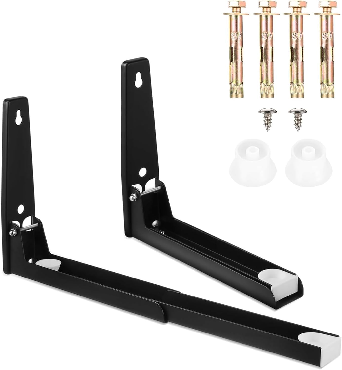 2Pcs Microwave Wall Brackets Mounted, Universal Microwave Brackets, Tainless Steel Shelf Wall Mounted Foldable Holders with Matching Screws and Expansion Tubes for Home Kitchen Accessories