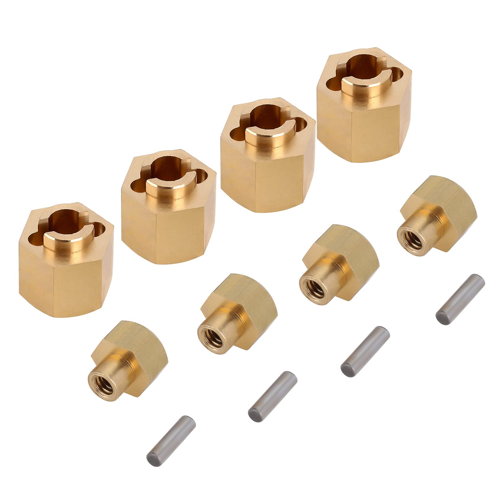INJORA RC Hex Hub 7mm Brass Wheels Hex Hub Extension Hex Drive Adapter for 1/24 RC Crawler SCX24 AXI90081 AXI00002 AXI00001 AXI00004 Upgrade Parts (4pcs Gold 6mm)