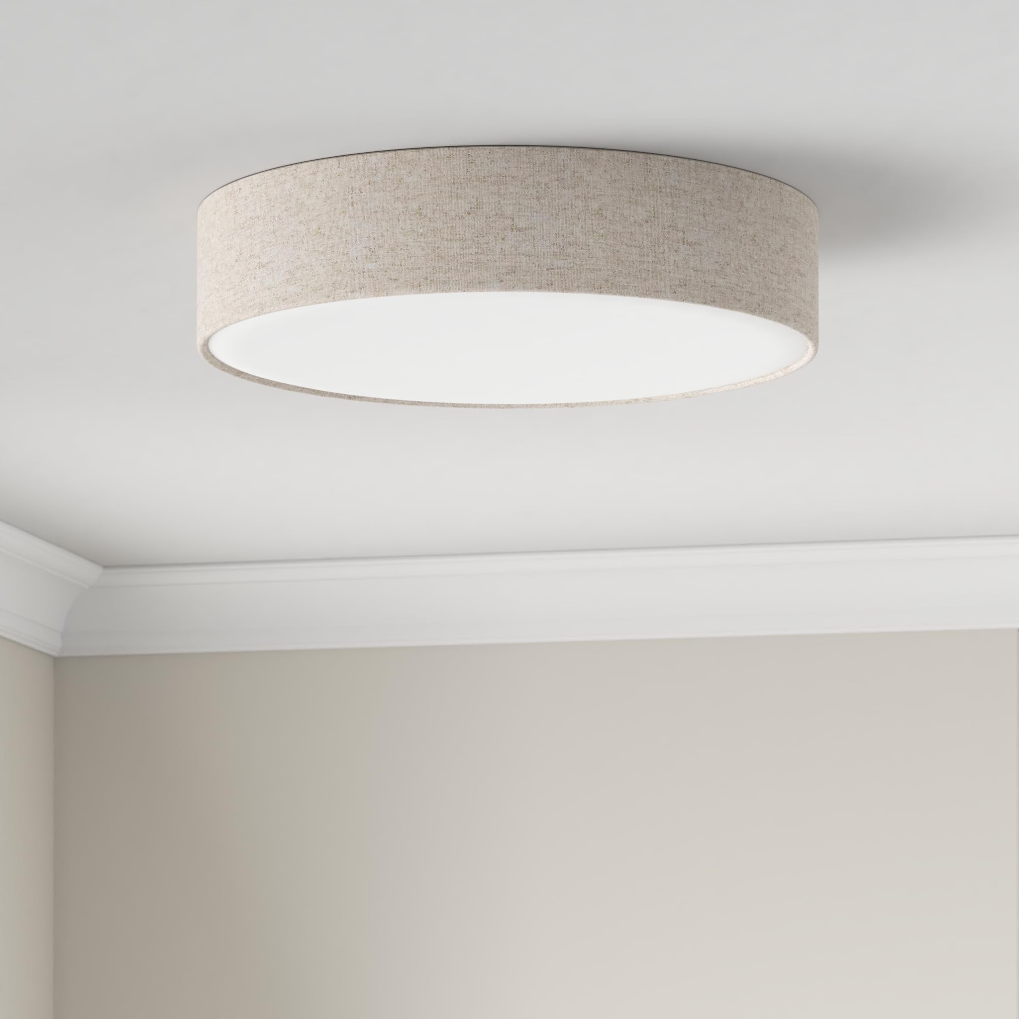 REV Plafonier - 50cm, rond, avec abat-jour en tissu, taupe