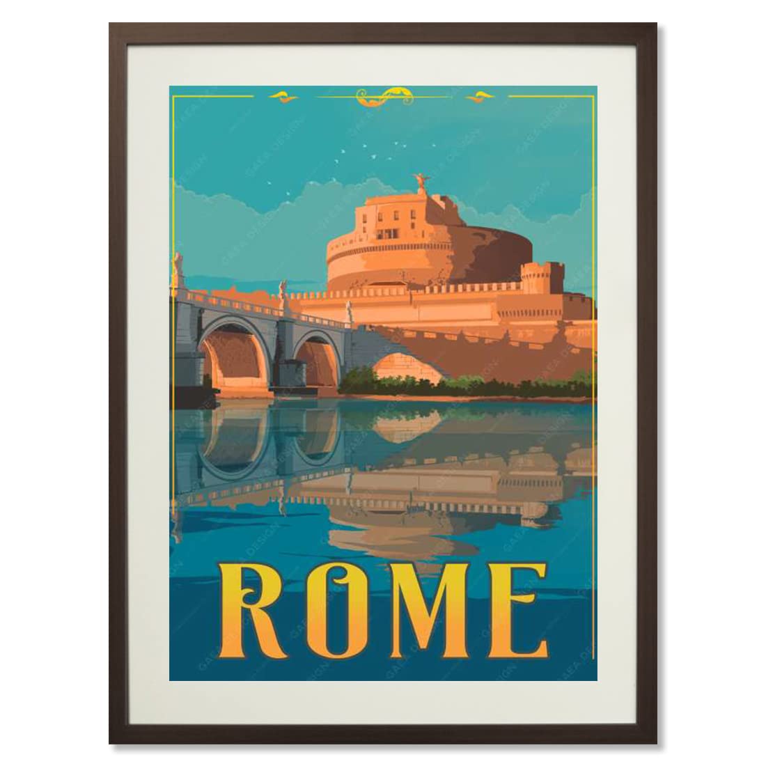 gaeaverseItaly Rome Castel Sant’Angelo City Landscape Travel Posters Vintage Room Decor Aesthetic Canvas Paintings for Bedroom Wall Art Home Decoration (18x24 inch)