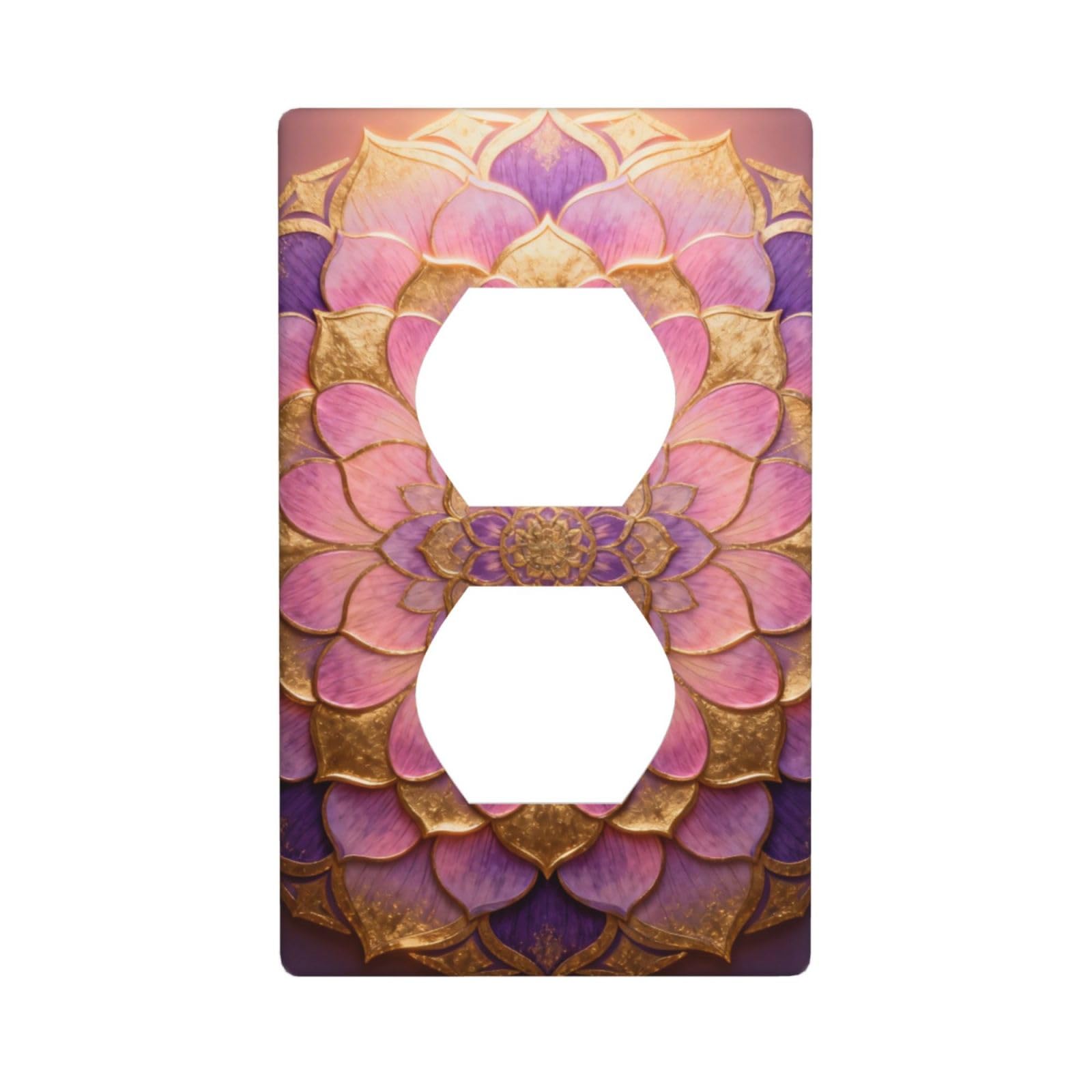 Cntdbu White Mandala Flower Circle Unbreakable Polycarbonate Switch Plate-1 Gang Screwless Wall Plate For Home Office