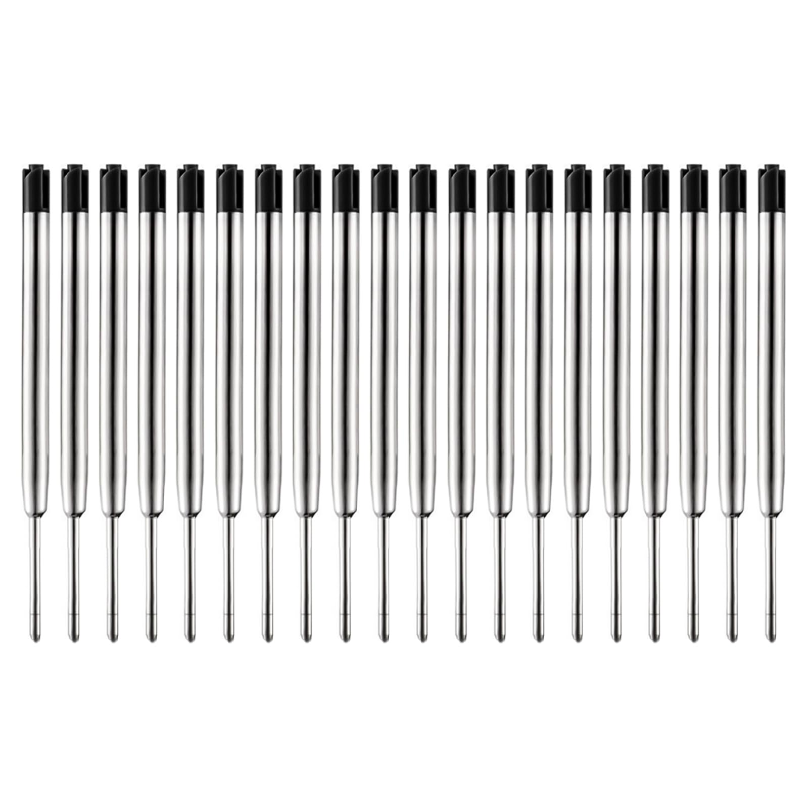 20 Stück Kugelschreiberminen Kompatible Parker G2-Format, Metall Kugelschreiber Ersatzminen Schwarz Metall Großraumminen Minen Nachfüllminen Stifte Ballpoint Pen Refills 0,7 mm Büro Schule Zuhause