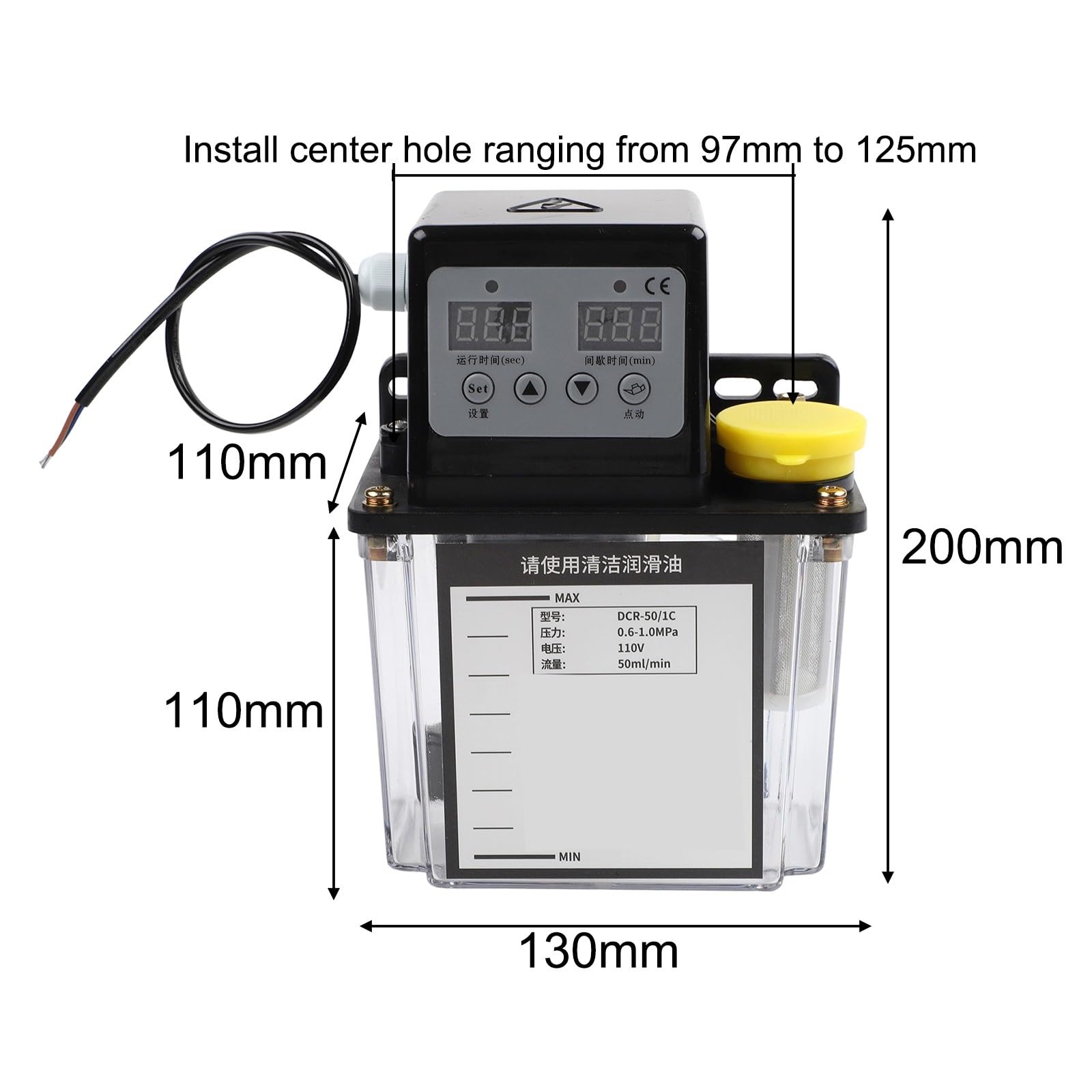 Pompa di olio lubrificante automatica 1L/2L Olio per ingranaggi in lega con display digitale per sistema di raffreddamento della macchina CNC 110 V 50 ml/min