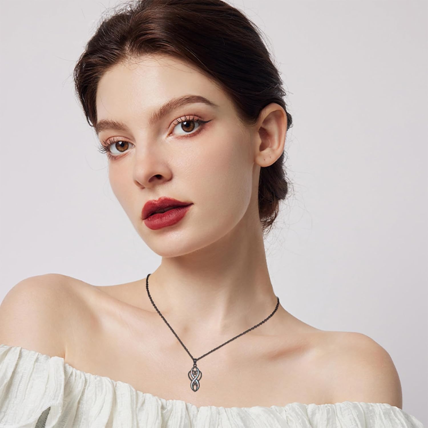 Celtic Knot Necklace for Women 925 Sterling Silver Opal Irish Necklace Infinity Heart Pendant Celtic Jewelry Birthday Gifts for Girlfriend Mom - Image 3