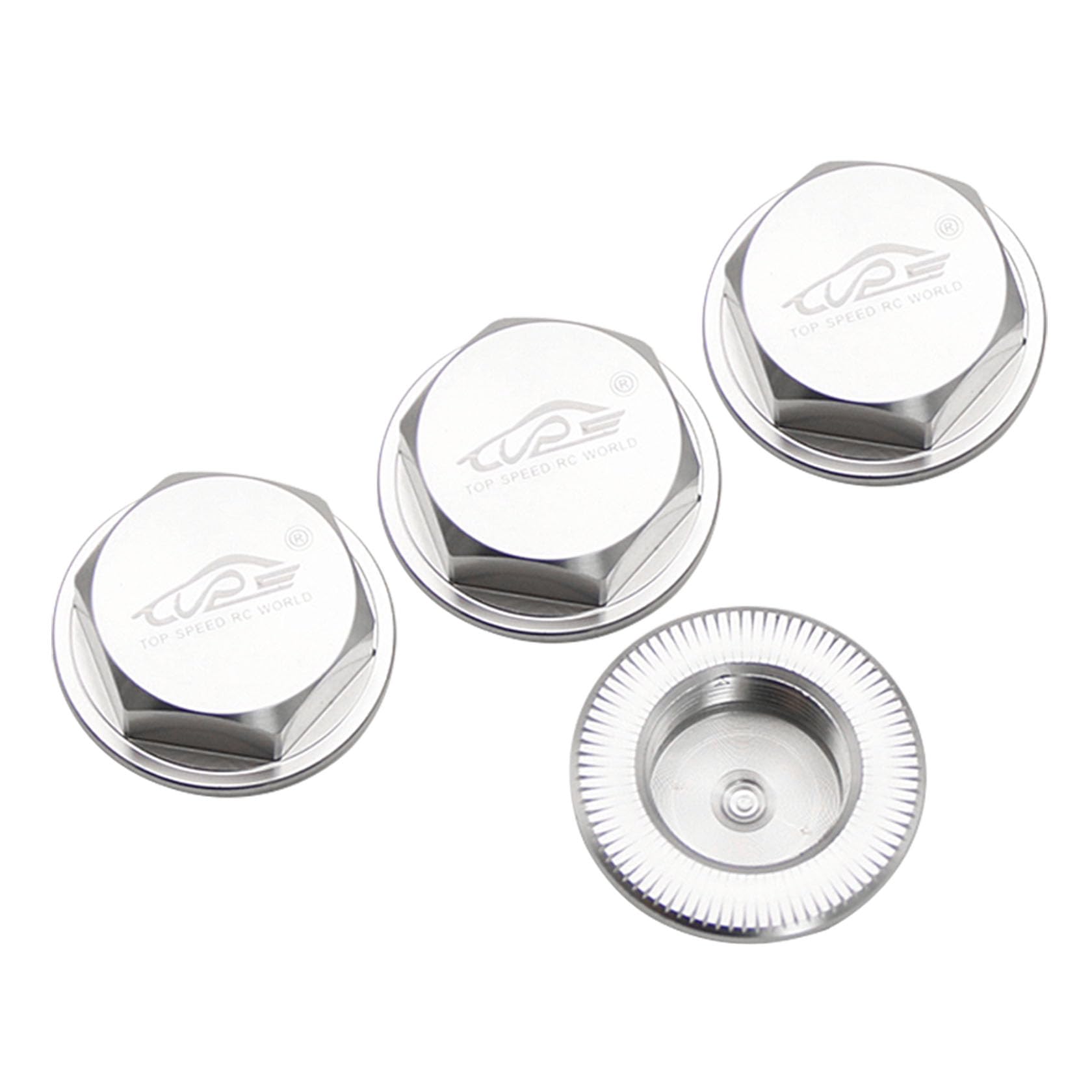 FLMLF Metal Enclosed Wheel Nut Cap 24mm for 1/5 HPI ROFUN ROVAN King Motor Baja 5B 5T 5SC SS Remote Control Car Parts (Silver)