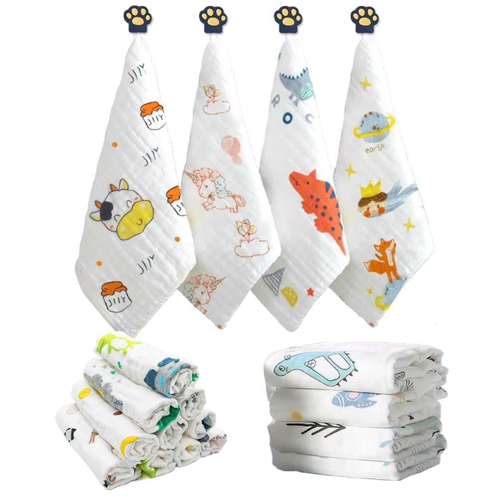 BABY STATION Organic Muslin Baby Washcloths, Soft for Sensitive Newborn Skin, Absorbent & Gentle, Hypoallergenic Infant Gift Set (2)-image-25