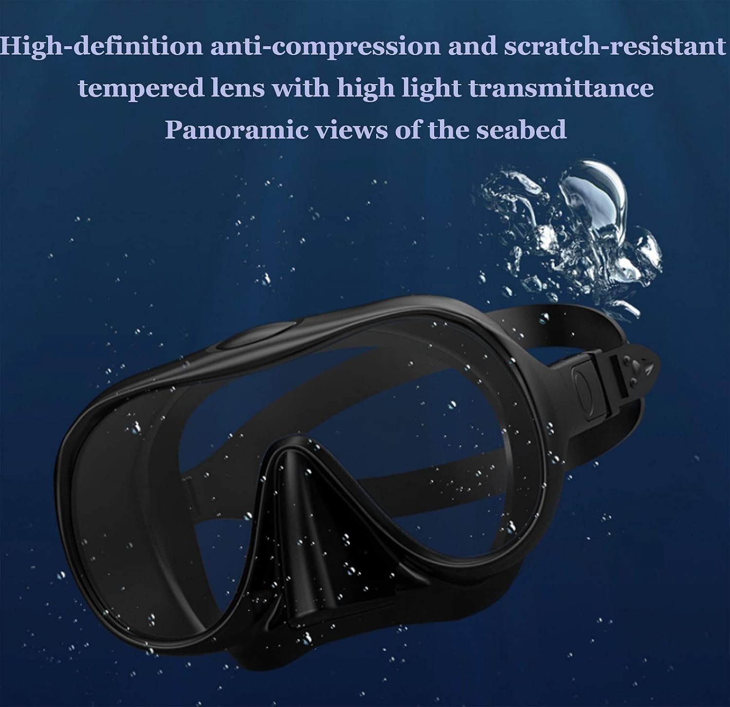GeRRiT Snorkel Mask Set,Scuba Diving 180° Panoramic Wide View,Scuba Diving Mask, Easy Breathing and Professional Snorkeling Gear for Adults Swimming Snorkeling Diving Sea, Black