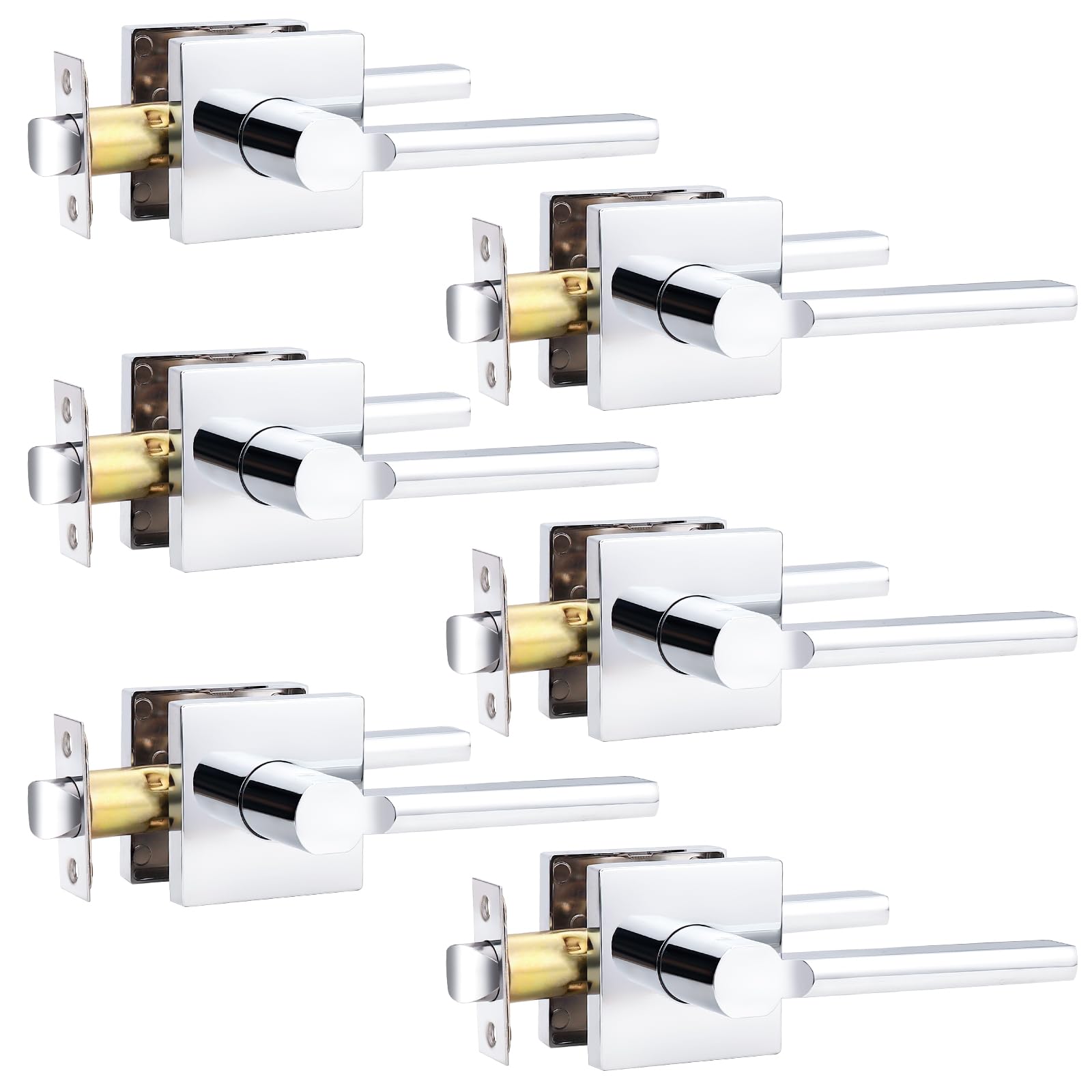 Probrico Door Handle with Lock - Brushed Nickel -13