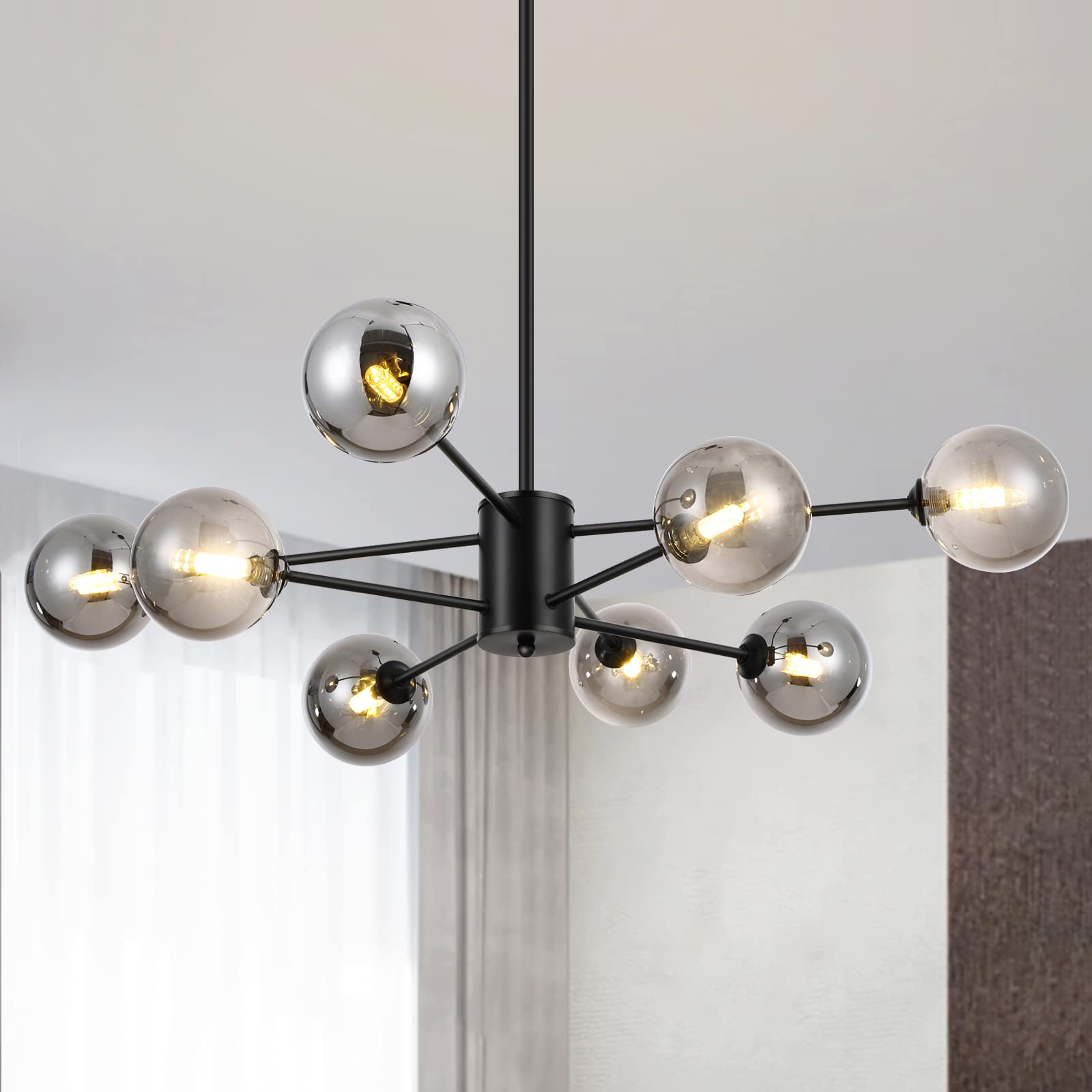 Yiisem Modern Glass Globe Chandelier 