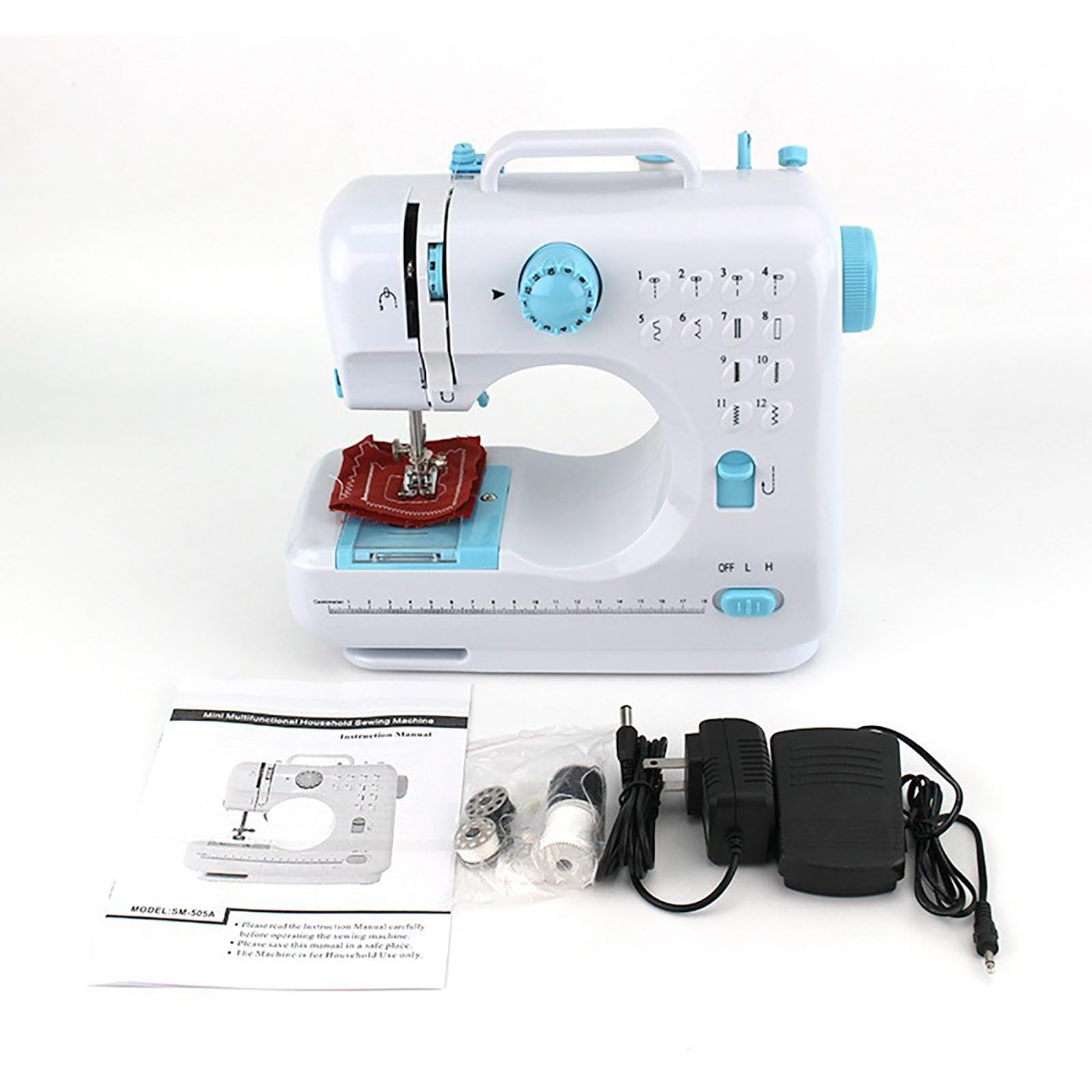 Mini macchina da cucire, macchina da cucire portatile, kit senza fili for macchina da cucire elettrica leggera, 12 punti for abbigliamento fai da te, tende, artigianato, uso domestico, viaggio (Color