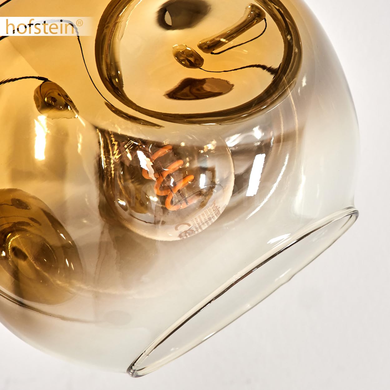 HOFSTEIN Stehleuchte Ripoll, moderne Stehlampe aus Metall/Glas in Schwarz/Goldfarben/Klar, Leuchte im Retro/Vintage-Design, Ø Schirme 15 cm, Fußschalter, 5 x E14, Wohnzimmer, Schlafzimmer, Büro