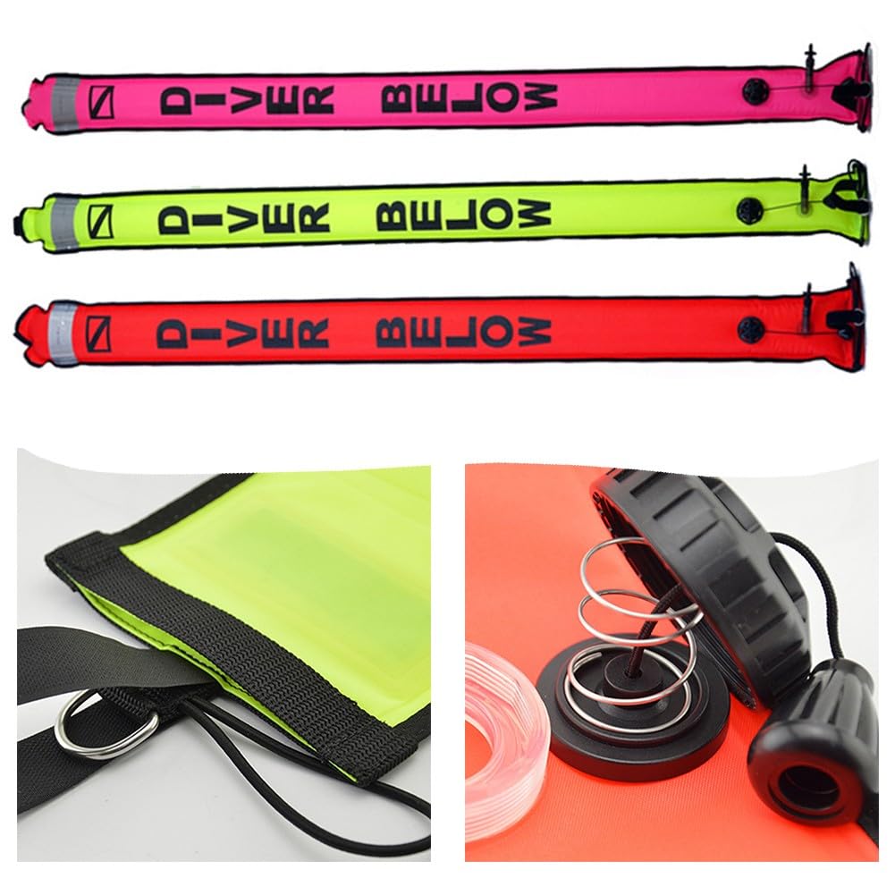 Marker Boje Tauchen 210D Nylon Signalschlauch mit Reflektorstreifen, 100.1 cmx 15.0 cm, für Orange/Gelb/Pink
