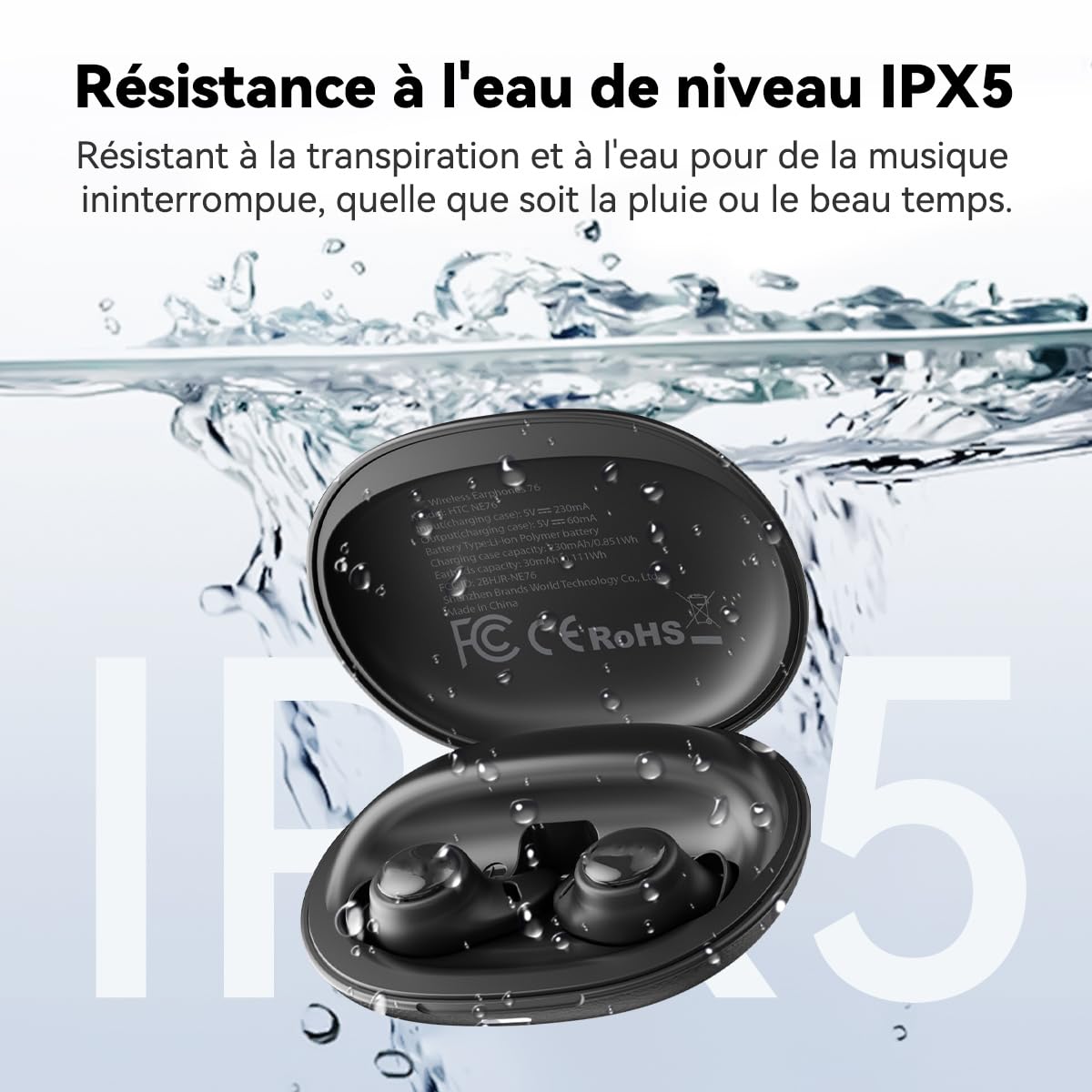 NE76 Écouteurs Sommeil pour Dormir sur Le Côté, Bluetooth Sans Fil Ecouteur Traducteur Instantané, Charge de 165 Langues, Mini écouteurs de sommeil, Adapté aux voyages, aux étude et aux réunion-Orange
