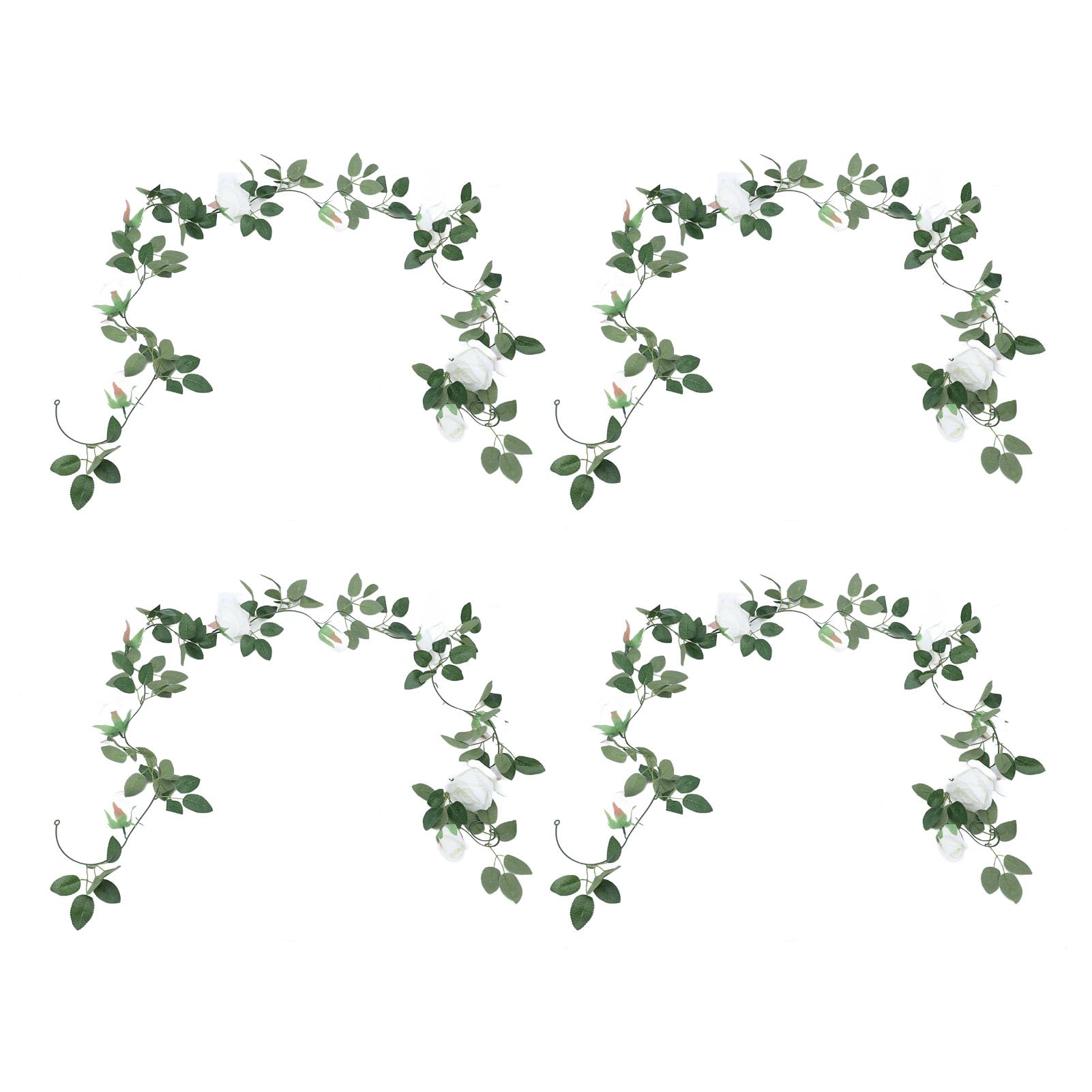Guirlandes de roses artificielles blanches 4 pièces de 2,4 m pour décoration de mariage