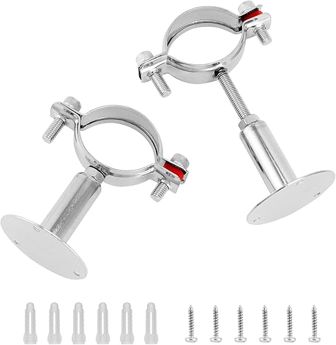 QWORK Soporte de tubo de montaje en pared de 2 pulgadas, paquete de 2 abrazaderas ajustables de acero inoxidable, para fijación de tubería de 1-12