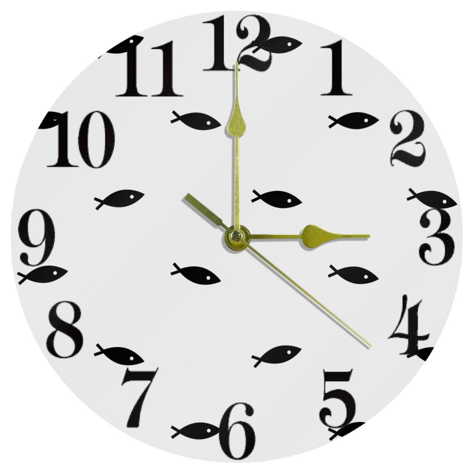 Horloge murale poisson ronde de 25,4 cm pour embellir votre cuisine et bureau
