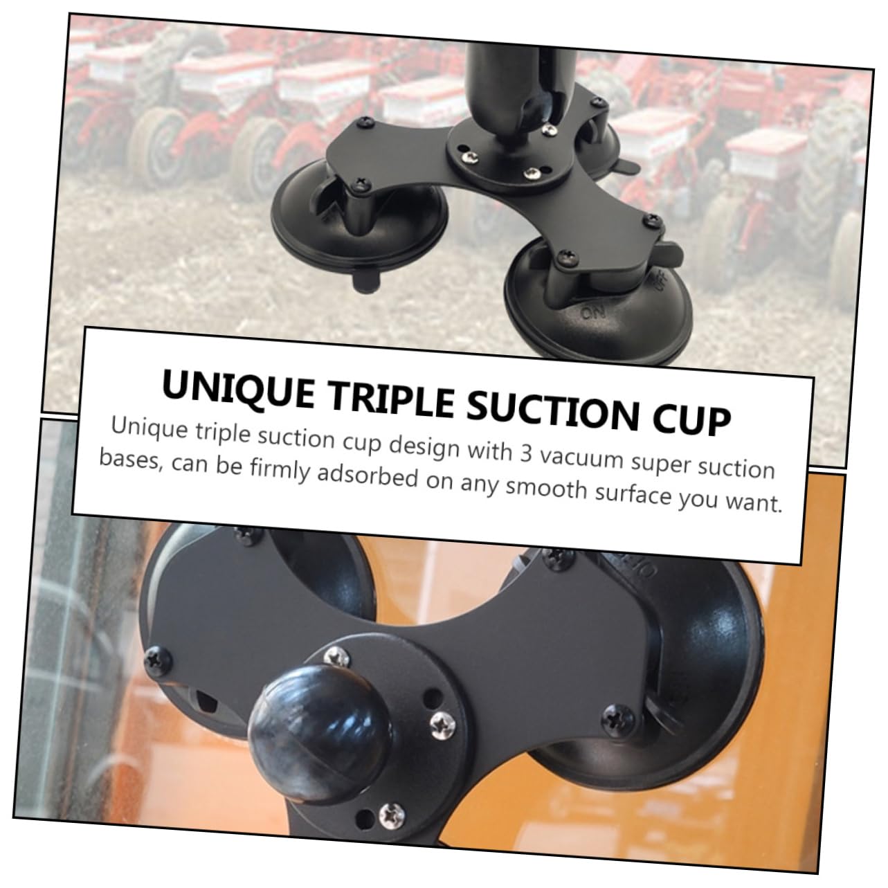 NUOBESTY Accesorios De Cabezal Esférico Soporte De Triple Ventosa Soporte De Ventosa para Montaje De Succión Parabrisas Compatible Dispositivos Coche