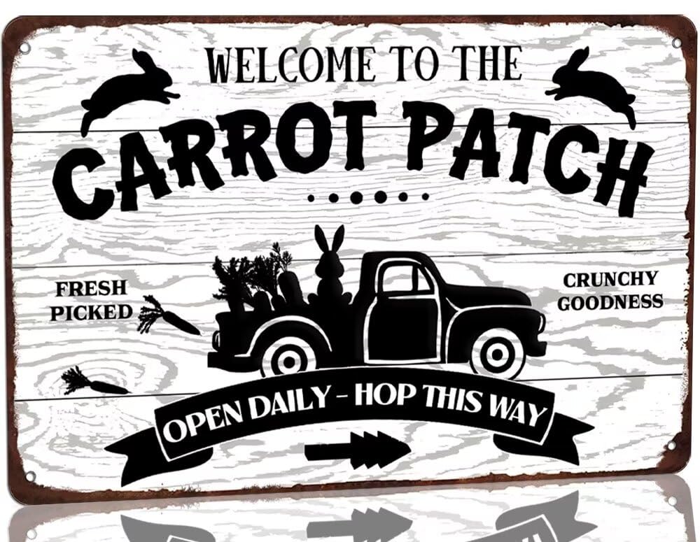 Kwqdozf As Pic Vintage Metal Tin Sign Welcome Carrot Patch Easter Wall Art Home 8X12 Inch