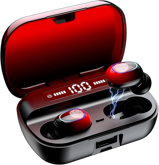 Wireless Headphones,160H Playtime Wireless Earbuds Bluetooth 5.1 Headphones In Ear Headphones HiFi Stereo CVC8.0 Noise Canceling with Built-in Mic IPX7 Waterproof Earphones for Work/Sport