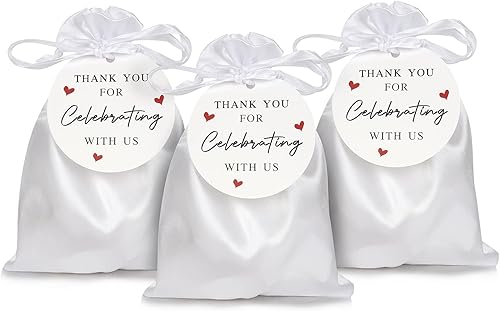 60 bolsas de regalo blancas satinadas, bolsas de joyería de 5 x 7 pulgadas, bolsas de regalo de boda, bolsas de regalo de Navidad, bolsas de dulces