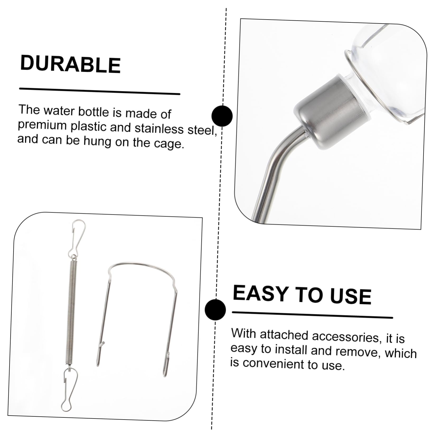 SUPVOX Guinea Pig Food Dispenser Pet Drinking Bottle Plastic Stainless Steel Constructi