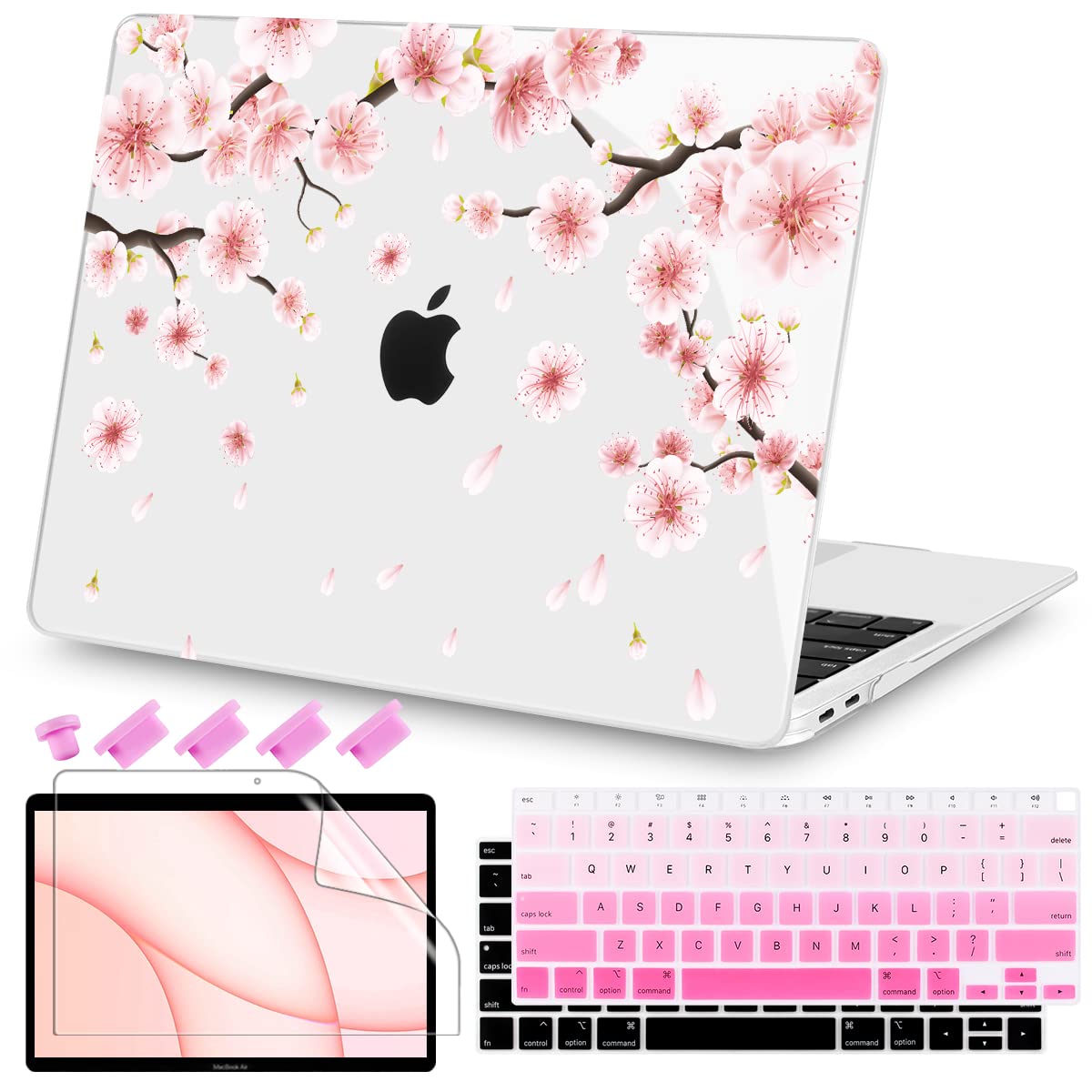 Teryeefi New MacBook Air 13 Inch Case 2021 2020 2019 2018 Release A2337 M1/ A1932/A2179 with Retina Display Touch ID, Floral Hard Plastic Shell Case