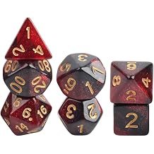 7 Pieces Acrylic Polyhedral Party Game Play Entertainment Toys for Role Playing Game, Star Red
