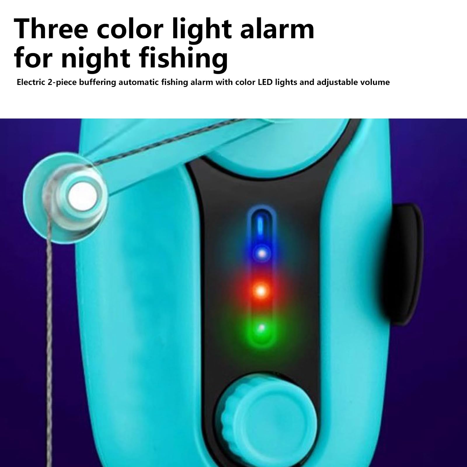 PORFOYO Lot de 2 détecteurs de touche électroniques, avec lumière LED et son, contrôle du volume, alarme électronique pour la pêche de nuit et différentes cannes à pêche