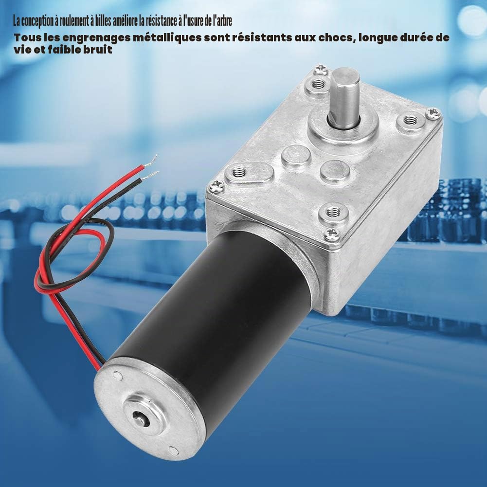 Moteur Réducteur 24V 5RPM à Engrenage Vis sans Fin Réversible Arbre 8mm pour Portail Automatique et Levage