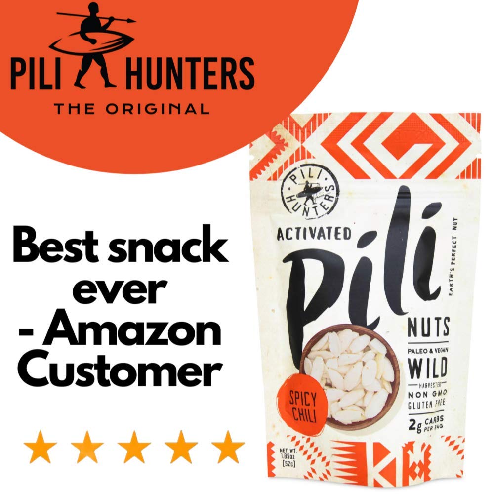 Pili Hunters Spicy Chili Pili Nuts - Keto Snacks for Low Carb Energy - Gluten Free & No Sugar Added Superfood - As Seen on Shark Tank