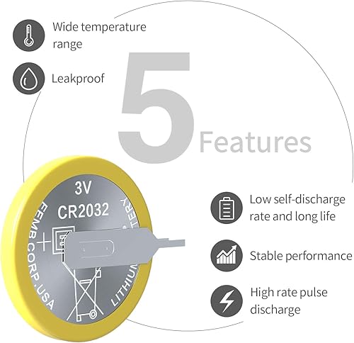 Miniatura 5 de EEMB 10-Pack CR2032 Tabbed Batteries 3V Lithium Battery Button Coin 2032 Battery with Solder Tabs CR2032 Replacement for Gameboy Save