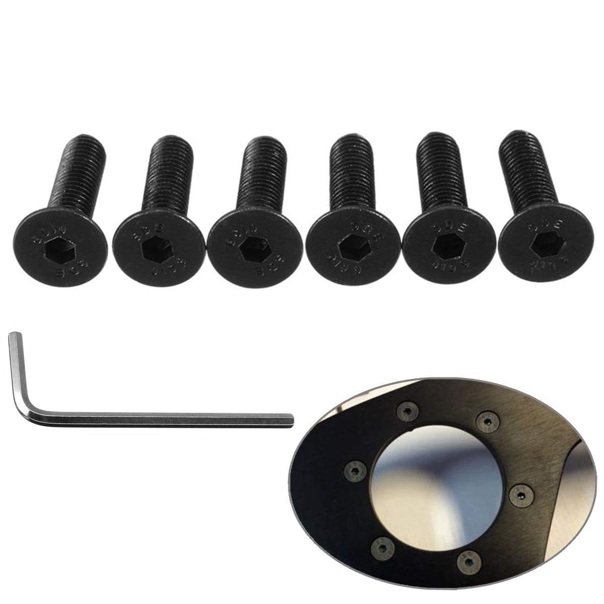 6Pcs Black Taper Car Steering Wheel Screw Bolts For Nardi Personal Omp For Momo