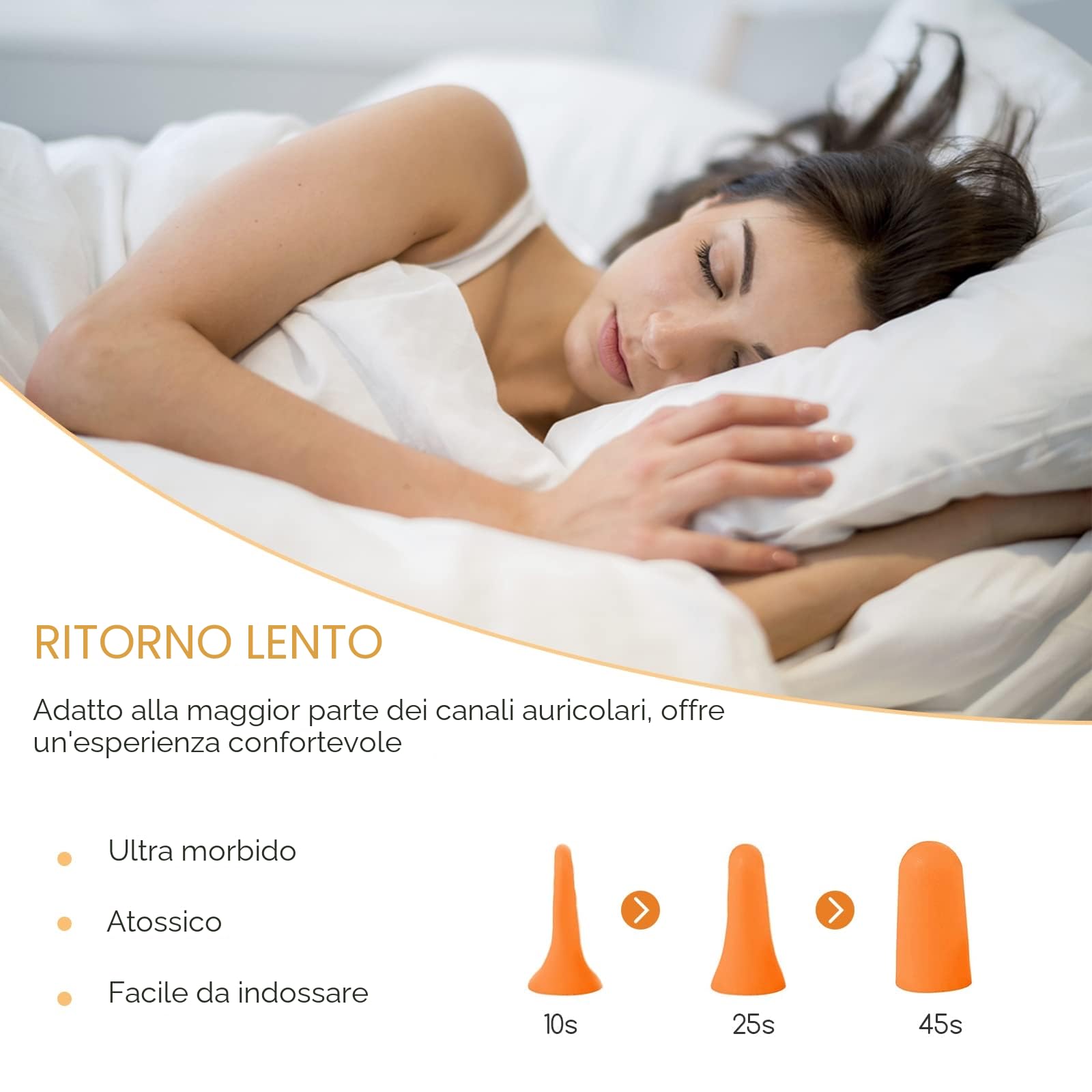 Tappi Orecchie Dormire, 60 Paia Tappi Per Le Orecchie In Spugna Schiuma, Con Custodia Portatile, 38db SNR Ear Plugs, Per Insonorizzanti, Dormire, Studia, Lavoro