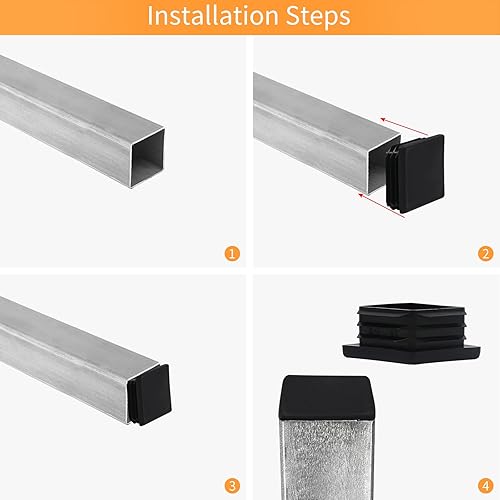 Miniatura 4 de Tapones de plástico de 2 pulgadas y 2 x 2 pulgadas, 12 unidades, enchufe de tubo cuadrado de 2 x 2 pulgadas, tapas de extremo de tubo de 2 x 2