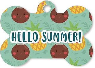 Personalized Pineapples and Coconuts Bone Shaped Dog ID Tag - Small