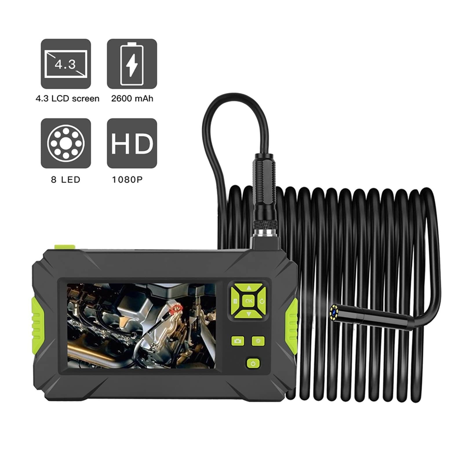 Schermo a tenutazza Endoscopio Single & Dual Lens Camera 43 "BoresCope industriale 8mm 2.0MP ISPEZIONE SNAKE Camera(10m)