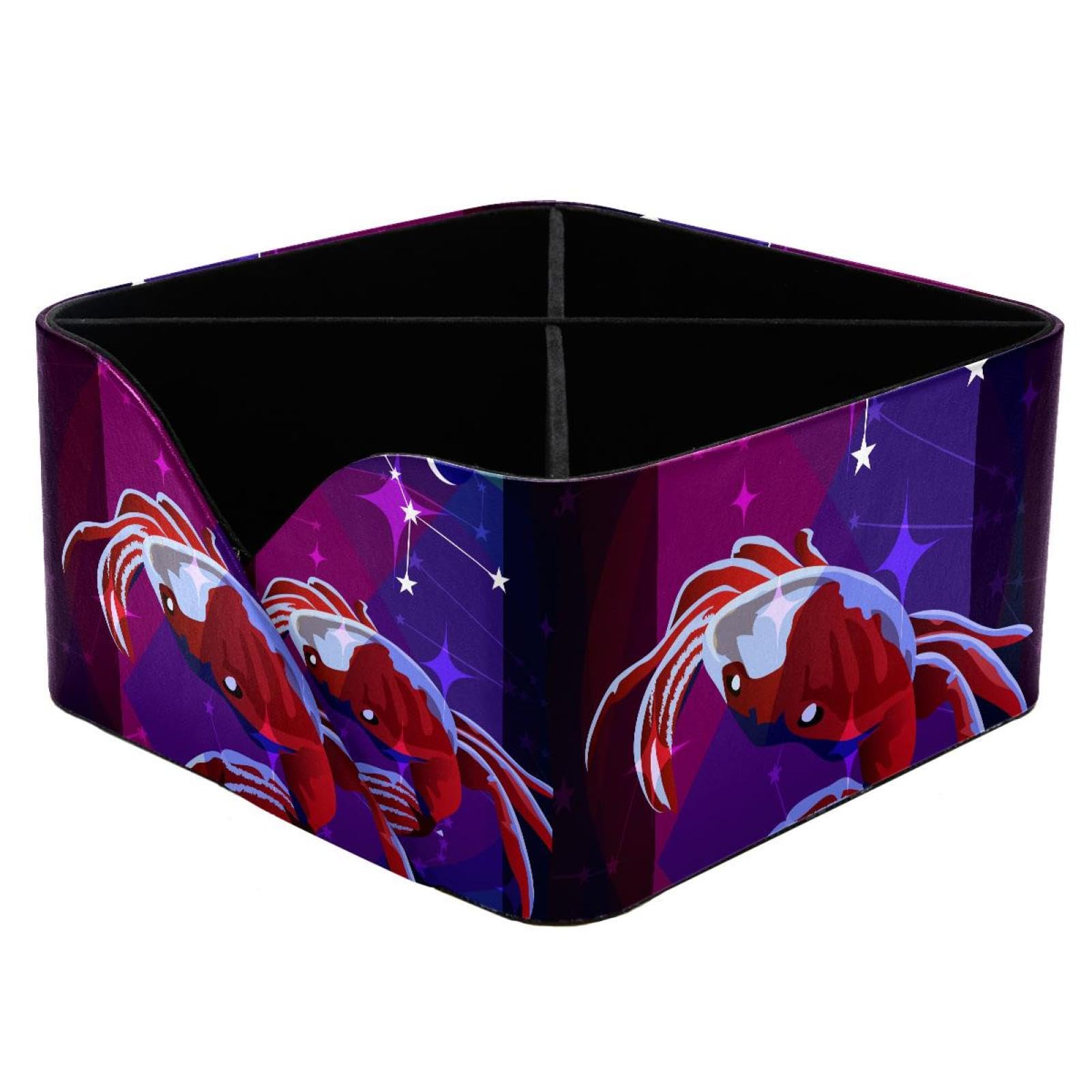 KengjuTesu Chinese Zodiac Cancer Desktop Organizer Pen Holder, Rectangular Pencil Cup for Office, Study and Makeup Stations