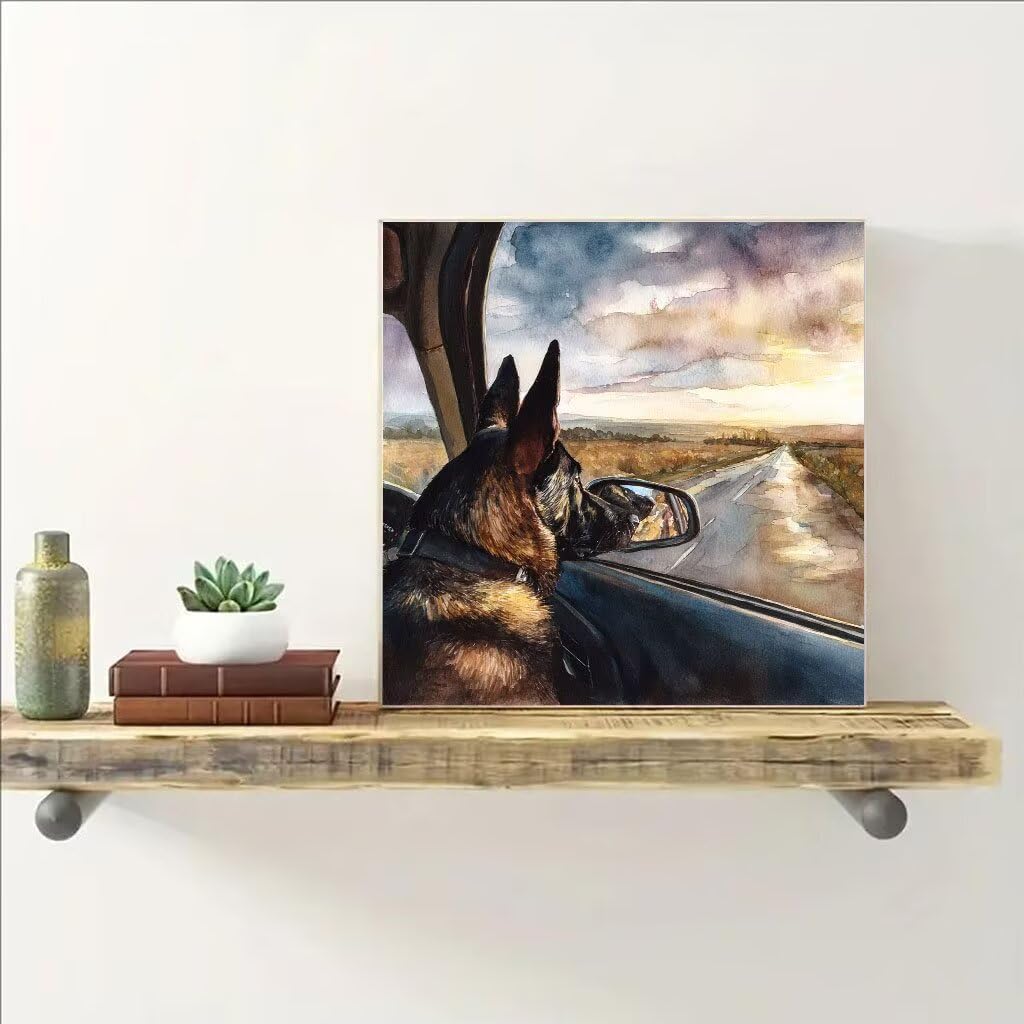 Diamond Painting Dog Car Diamond Art Kits, 5D Gem Arts and Crafts Painting Kits DIY Full Square Drill Crystal Embroidery Cross Stitch Hobbies for Women for Home Wall Decor, Gifts 19.7x19.7inch 4-N773