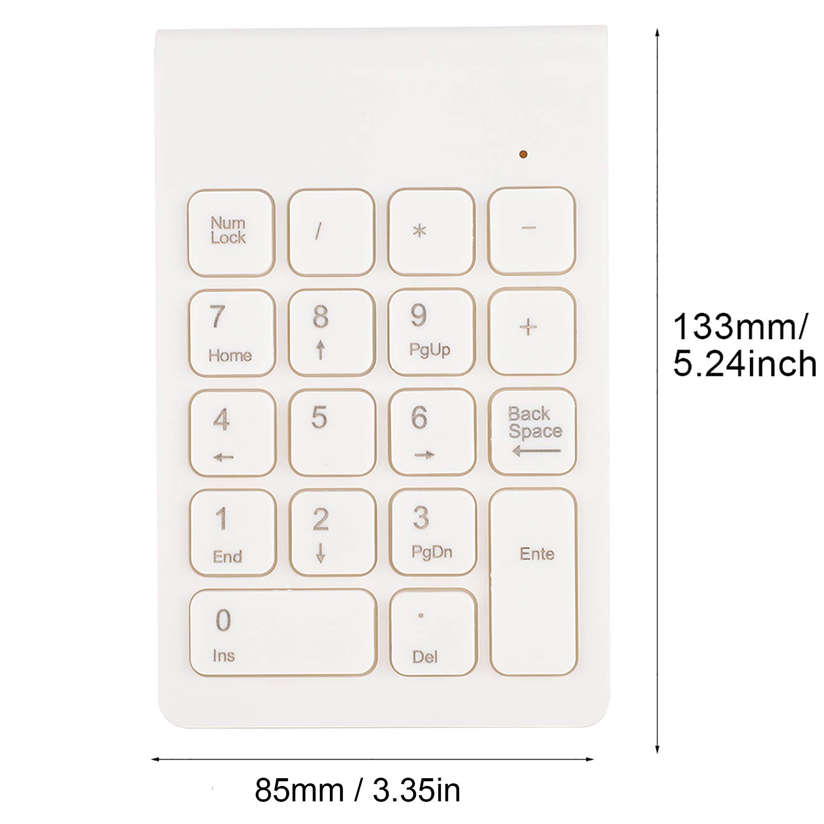 Bezprzewodowa Klawiatura Numeryczna, 18 Klawiszy Przenośna Klawiatura Numeryczna 2,4 GHz, Odbiornik Mini USB do Laptopa, Notebooka, Komputera Stacjonarnego(Biały)