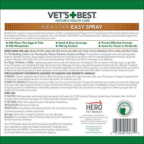 Vet'S Best 3165810471 Flea And Tick Easy Spray | Flea Treatment For Dogs And Home thumb #1