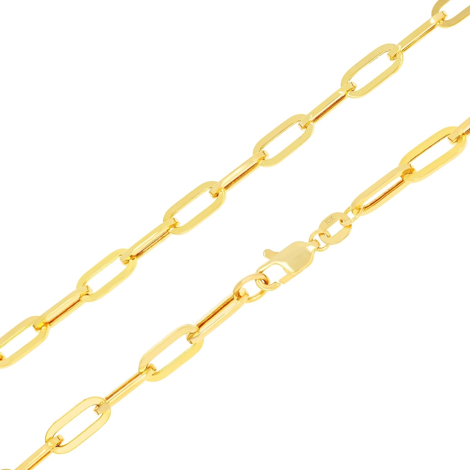 Nuragold 10k Real Yellow Gold Paperclip 5mm Elongated Cable Link Bracelet (7"-8") Italian Jewelry for Men & Women