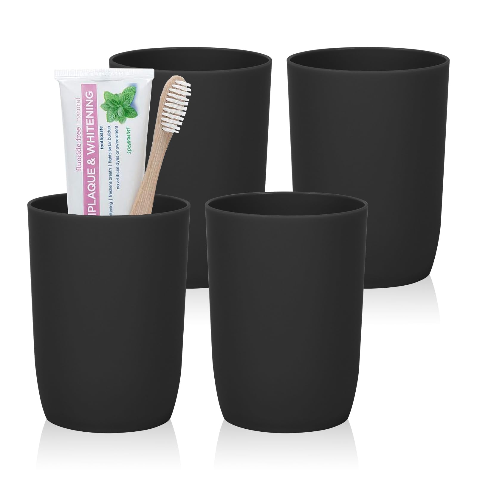 4 Zahnputzbecher Set - Bunte Plastik Becher Mit Sternen Design