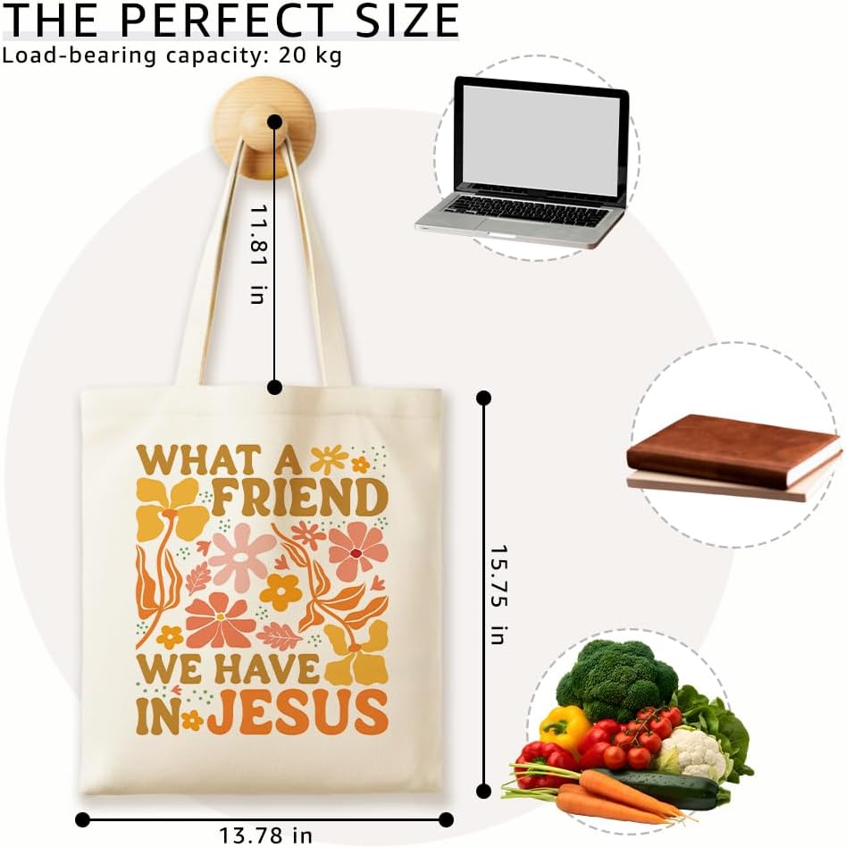 Bible Verse Theme Women Canvas Tote Bag, Reusable Bag for Shopping Travel Work, Appreciation Gifts for Women - Image 3