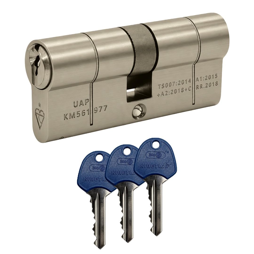 UAP 1 Star Kitemarked Euro Cylinder Lock with Keys, Nickel, 35/55 (90mm)