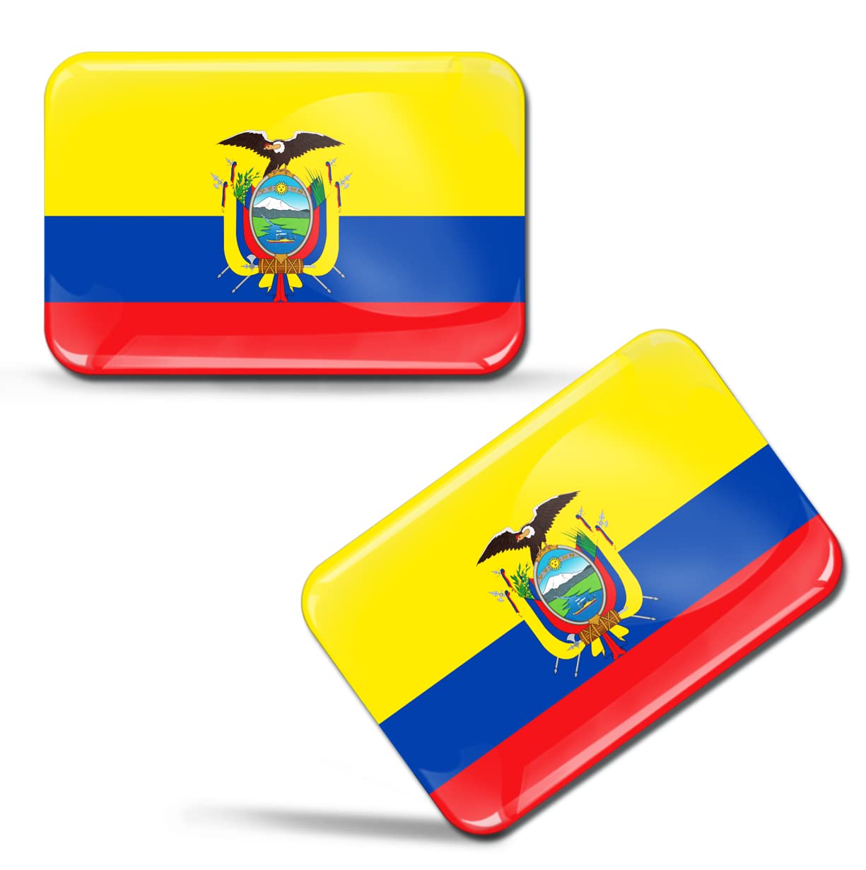 Skinoeu Multi-Coloured Skinoeu® 2 X 3D Sticker Ecuador Flag F 192