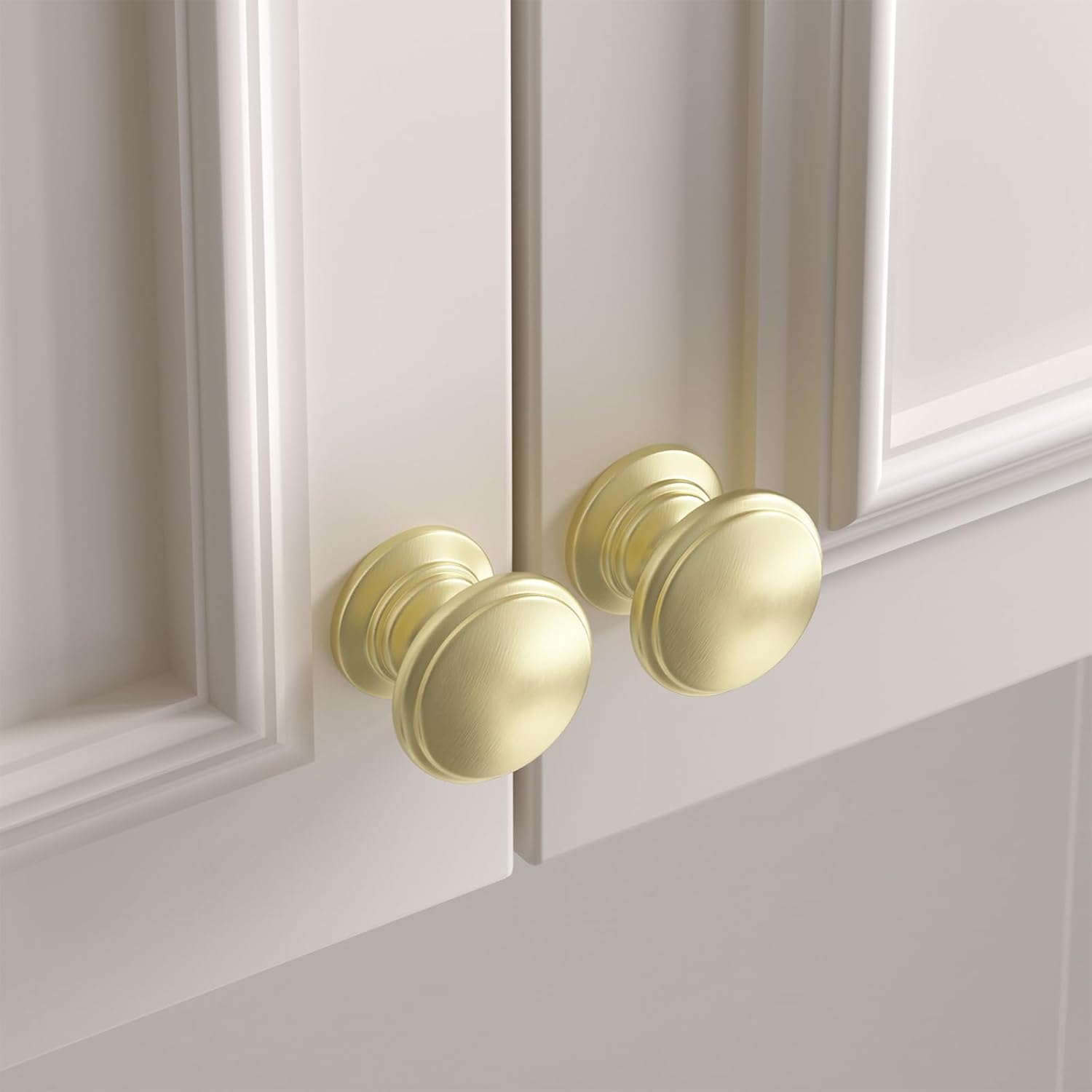 Goldenwarm 10 Pack Cabinet Knobs Brushed Gold Cabinet Knobs Round Gold Drawer Pulls Zinc Alloy Hardware for Bedroom Dresser Drawer 1-1/5 Inch Diameter