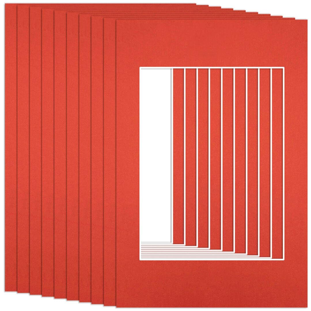 Procut Global 6x4" Poppy Red Picture Mounts to Fit 4x3" Aperture - Precision Cut Cardboard Photo Mount - Ideal for Frames, Prints, Artwork & Certificates - Sizes & Colours Available - 10 Pack