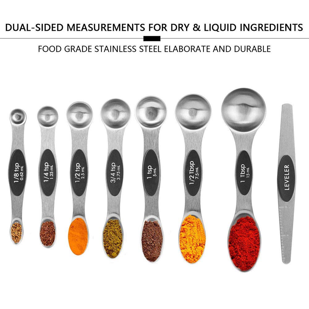 Cucchiai Dosatori Magnetici - Set 8 Misure In Acciaio Inox, Con Livellatore E Marchi Indelebili - Foto 3
