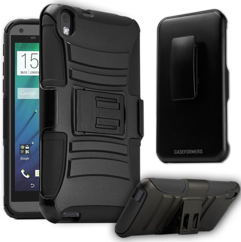 HTC Desire 816 Case, CASEFORMERS Duo Armor for HTC Desire 816 Combo Case with Stand and Holster - Black (Compatible with HTC Desire 816 Only)
